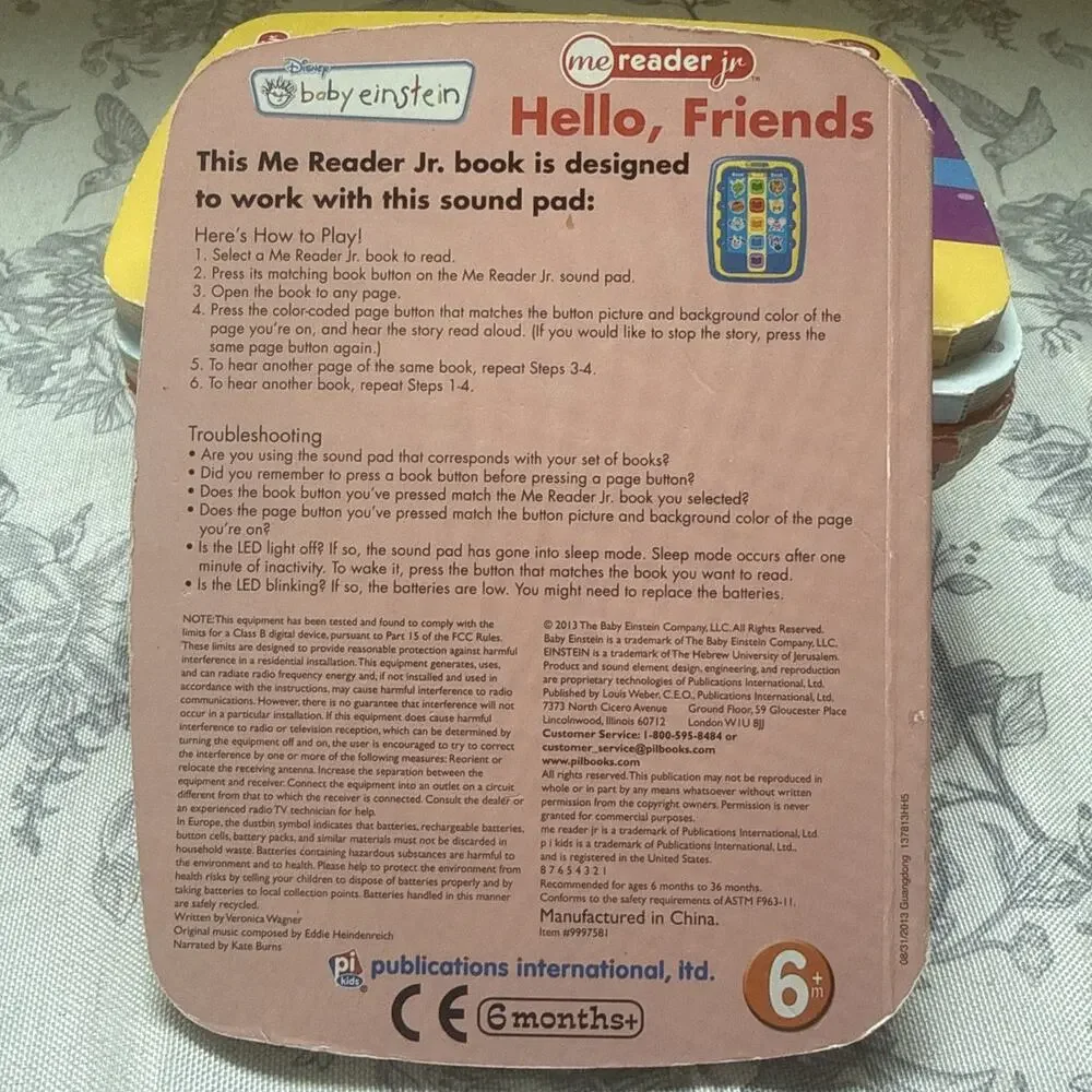 Me Reader Jr. 8 Book Library Electronic Reader Disney Baby Einstein Audio